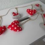 Handmade Red Spotty Heart Garland